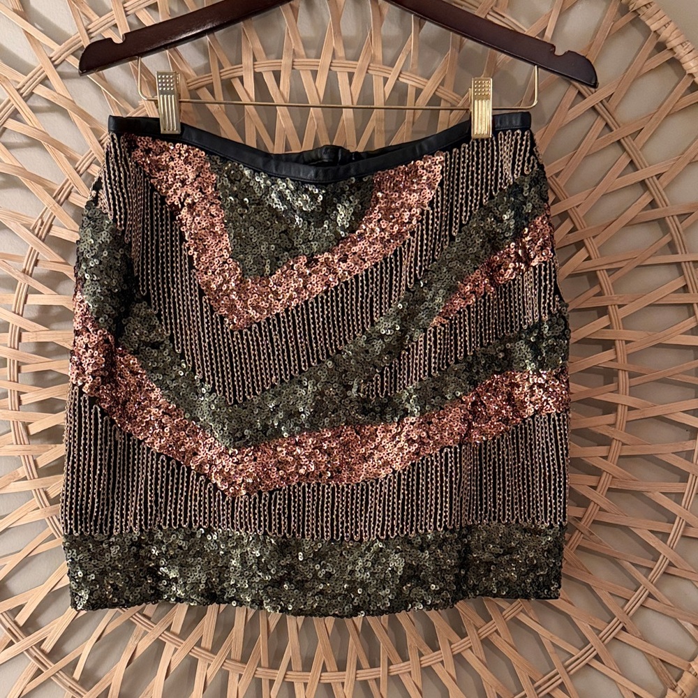 H&M Sequin Mini Skirt - Black and Gold